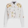 Versace Jeans Couture Baroque Jewels Printed Insert Denim Cropped Jacket -Gani Clothing Shop 101377