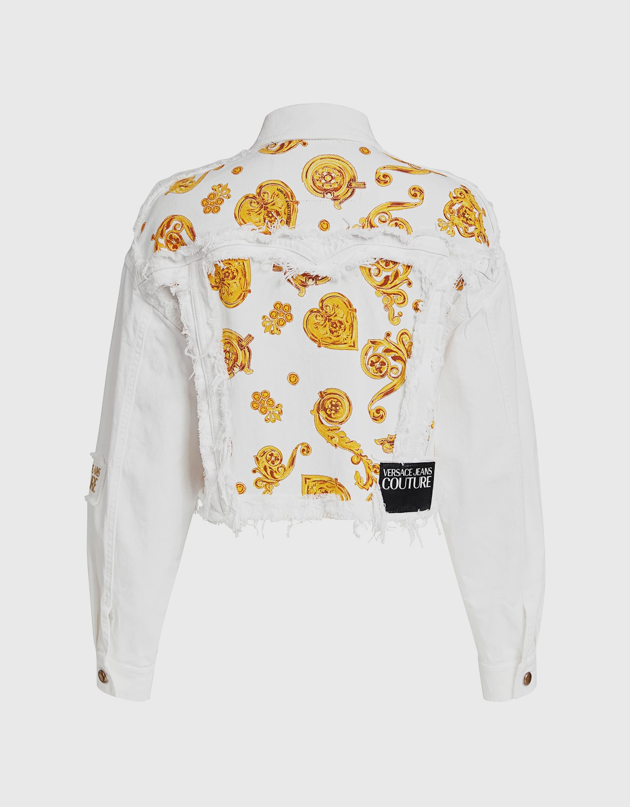 Versace Jeans Couture Baroque Jewels Printed Insert Denim Cropped Jacket 4 Versace Jeans Couture Baroque Jewels Printed Insert Denim Cropped Jacket - Image 2