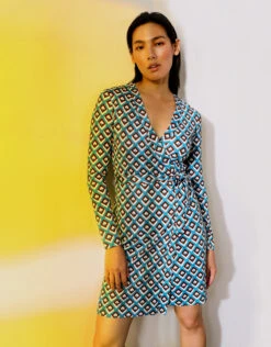 Diane Von Furstenberg Julian Printed Wrap Mini Dress -Gani Clothing Shop 119783