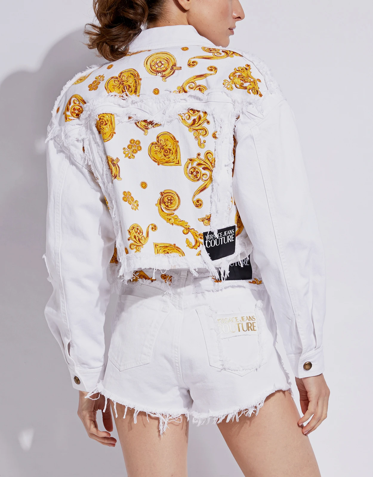 Versace Jeans Couture Baroque Jewels Printed Insert Denim Cropped Jacket 10 Versace Jeans Couture Baroque Jewels Printed Insert Denim Cropped Jacket - Image 8