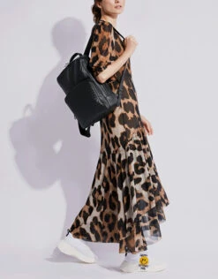Ganni Leopard Print V-neck Wrapped Maxi Dress -Gani Clothing Shop 136085