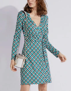 Diane Von Furstenberg Julian Printed Wrap Mini Dress -Gani Clothing Shop 136962