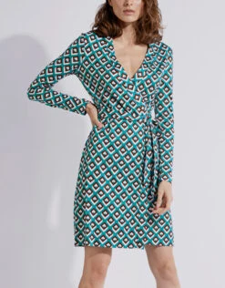 Diane Von Furstenberg Julian Printed Wrap Mini Dress -Gani Clothing Shop 136963