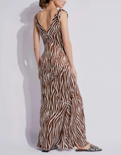 Diane Von Furstenberg Scarlette Zebra-print Satin Maxi Dress -Gani Clothing Shop 136967