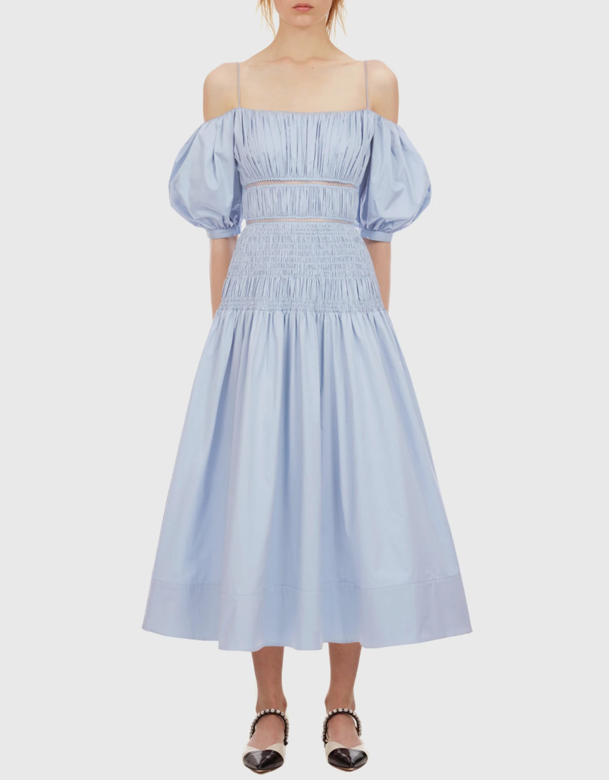 SELF PORTRAIT Self-Portrait Cotton Poplin Midi Dress 5 SELF PORTRAIT Self-Portrait Cotton Poplin Midi Dress - Image 3