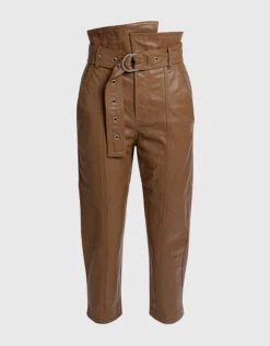 Marissa Webb Lamb Leather Anniston Belted High-rise Cropped Pants