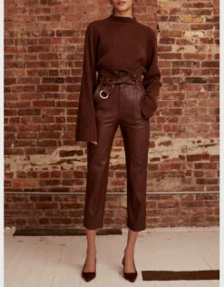Marissa Webb Lamb Leather Anniston Belted High-rise Cropped Pants -Gani Clothing Shop 161961