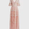 Needle & Thread Midsummer V-neck Floral Lace Maxi Dress