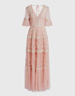 Needle & Thread Midsummer V-neck Floral Lace Maxi Dress