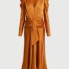 Jonathan Simkhai Annalise V-neck Satin Midi Dress -Gani Clothing Shop 197364