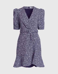 Jonathan Simkhai Evelyn Floral Crepe Wrapped Mini Dress