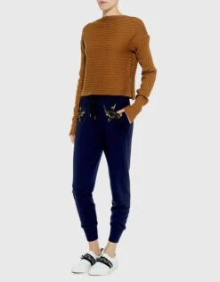 Markus Lupfer Merino Wool Bird Sequin Knitted Track Pants -Gani Clothing Shop 21480