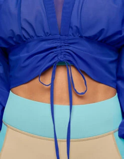 Michi Maverick Long Sleeve Cropped Top-Royal Blue -Gani Clothing Shop 2520351