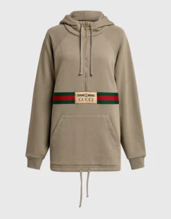 Gucci Web With Vintage Gucci Logo Cotton Hoodie