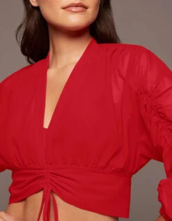 Michi Maverick Long Sleeve Cropped Top-Fire Red -Gani Clothing Shop 2532367