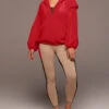 Michi Stratosphere Half Zip Top Jacket-Fire Red -Gani Clothing Shop 2532369