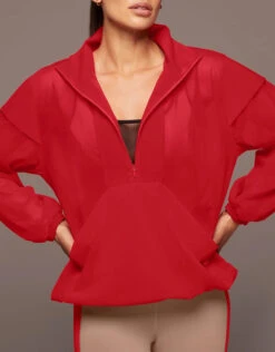 Michi Stratosphere Half Zip Top Jacket-Fire Red -Gani Clothing Shop 2532371