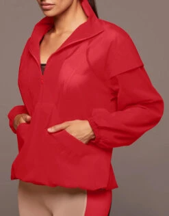Michi Stratosphere Half Zip Top Jacket-Fire Red -Gani Clothing Shop 2532372