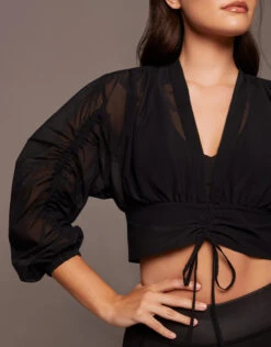 Michi Maverick Long Sleeve Cropped Top-Black -Gani Clothing Shop 2550034