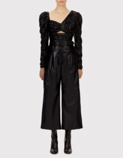 SELF PORTRAIT Self-Portrait Faux Leather Culottes -Gani Clothing Shop 256643