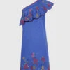 Saloni Esme Ruffle One-Shoulder Embroidered Mini Dress