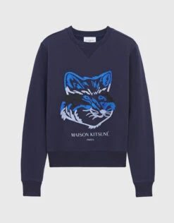 Maison Kitsuné Big Fox Embroidery Regular Sweatshirt-Blue Navy