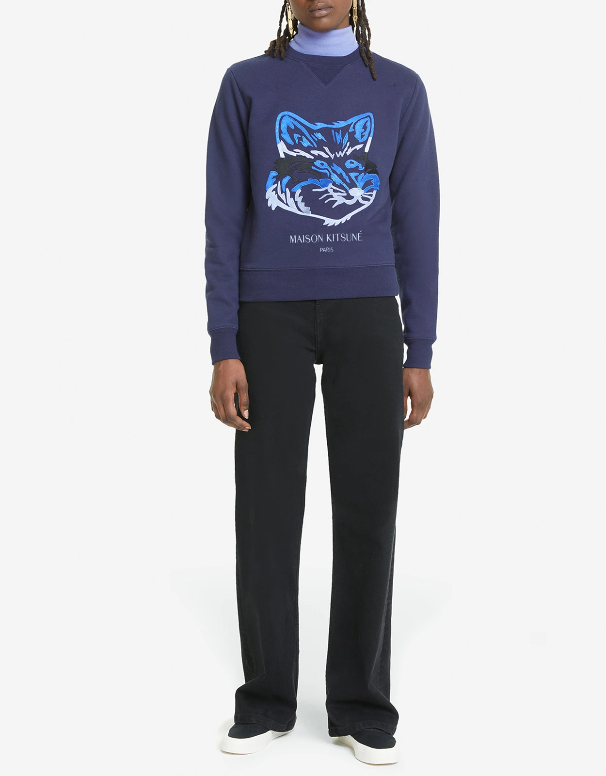 Maison Kitsuné Big Fox Embroidery Regular Sweatshirt-Blue Navy 5 Maison Kitsuné Big Fox Embroidery Regular Sweatshirt-Blue Navy - Image 3