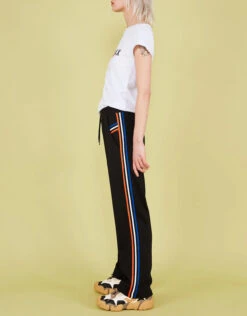 Être Cécile Classic Rib Stripe Retro Track Pants-Classic Black -Gani Clothing Shop 2631527
