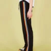 Être Cécile Rainbow Rib Stripe Retro Track Pants-Rainbow Black