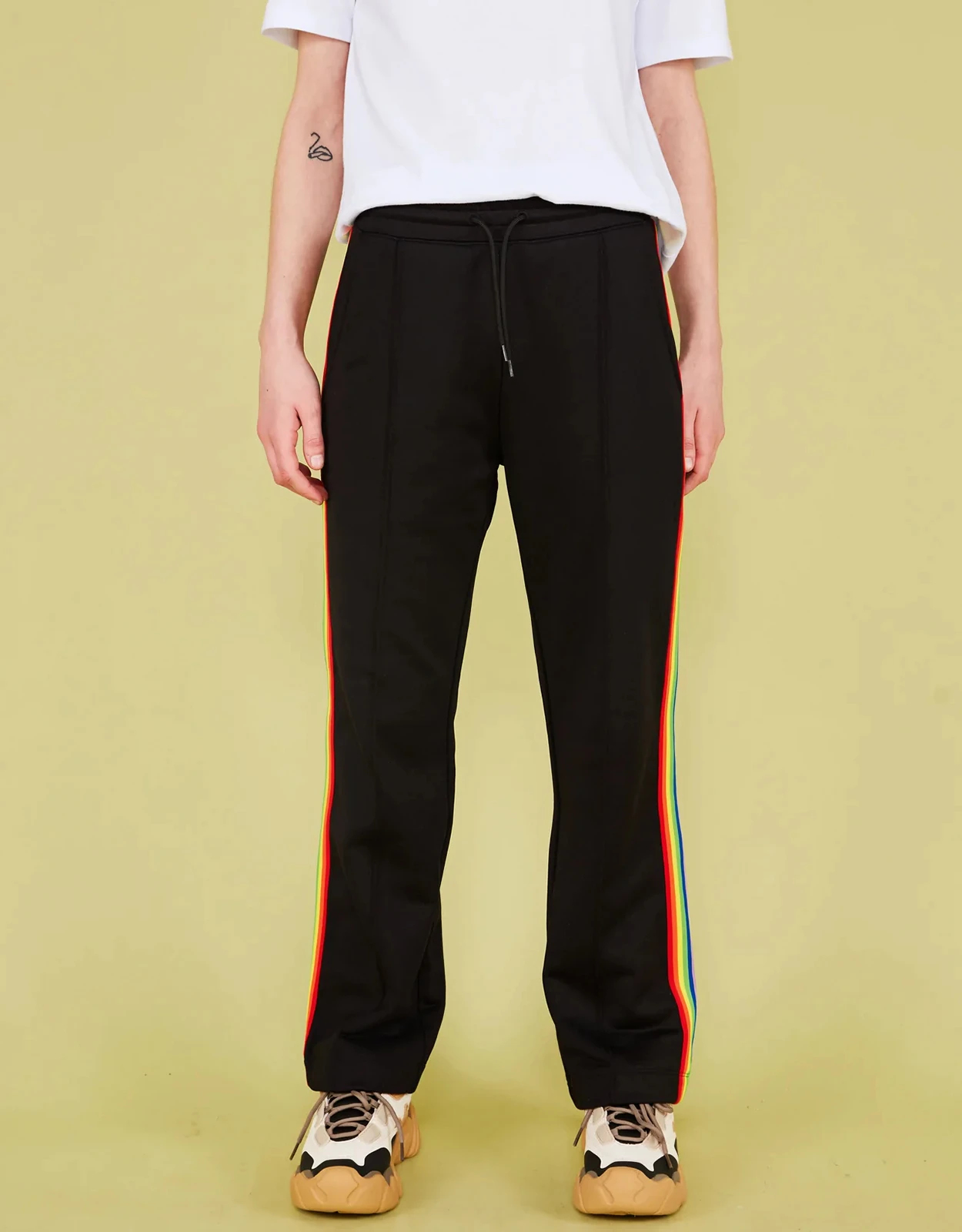 Être Cécile Rainbow Rib Stripe Retro Track Pants-Rainbow Black 7 Être Cécile Rainbow Rib Stripe Retro Track Pants-Rainbow Black - Image 5