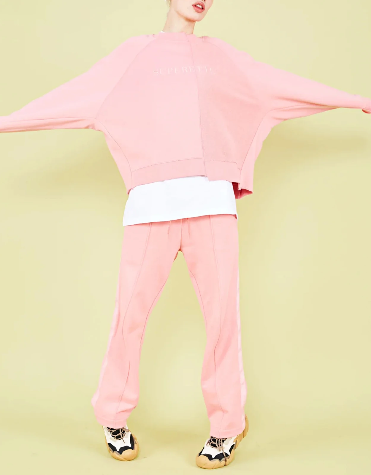 Être Cécile Superette Cropped Deconstructed Sweatshirt-Pink Icing 4 Être Cécile Superette Cropped Deconstructed Sweatshirt-Pink Icing - Image 2