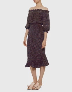 Saloni Grace Off Shoulder Polka-dots Ruffled Midi Dress 10 Saloni Grace Off Shoulder Polka-dots Ruffled Midi Dress -Gani Clothing Shop 26378