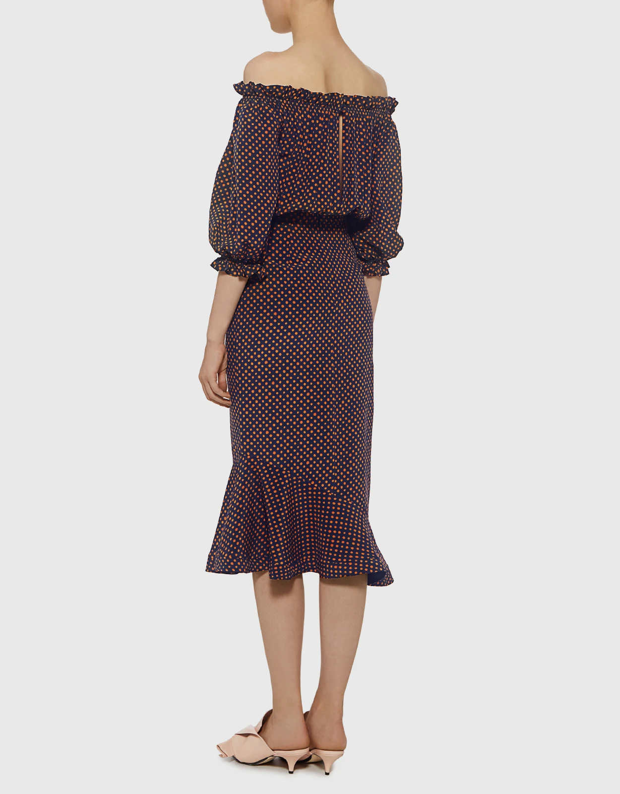 Saloni Grace Off Shoulder Polka-dots Ruffled Midi Dress 7 Saloni Grace Off Shoulder Polka-dots Ruffled Midi Dress - Image 5