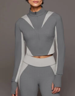 Michi Nordic W.Compress Long Sleeve Crop Top-Moonstone/Granite Grey -Gani Clothing Shop 2689547