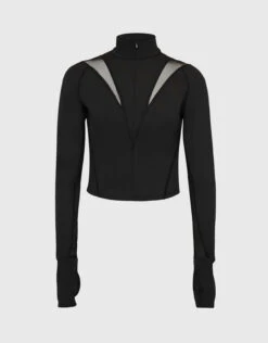 Michi Peak Long Sleeve Crop Top-Black -Gani Clothing Shop 2689556