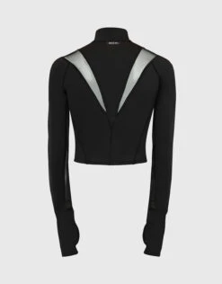 Michi Peak Long Sleeve Crop Top-Black -Gani Clothing Shop 2689557