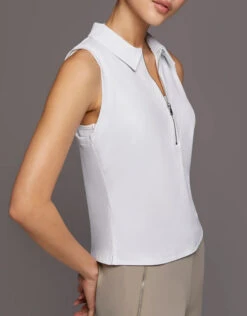Michi Ace Sleeveless Polo Shirt-White -Gani Clothing Shop 2751468
