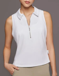 Michi Ace Sleeveless Polo Shirt-White -Gani Clothing Shop 2751469