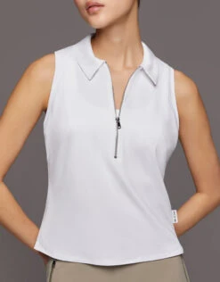 Michi Ace Sleeveless Polo Shirt-White -Gani Clothing Shop 2751471