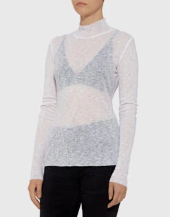 Rachel Comey Recall Crepe Rib Semi-sheer High Neck Knit Top -Gani Clothing Shop 27733