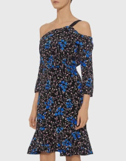 Saloni Tricia Off-the-Shoulder Silk Floral Ruffled Dress -Gani Clothing Shop 29420