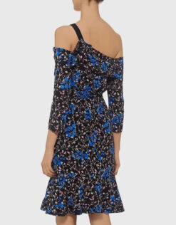 Saloni Tricia Off-the-Shoulder Silk Floral Ruffled Dress -Gani Clothing Shop 29421