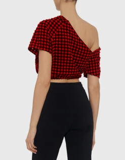 Rachel Comey Pout Off-the-Shoulder Gingham Cropped Top -Gani Clothing Shop 31144