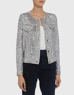 IRO Dalome Metallic Sequined Collarless Jacket -Gani Clothing Shop 31979