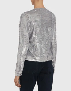 IRO Dalome Metallic Sequined Collarless Jacket -Gani Clothing Shop 31980
