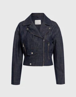 Tibi Removable Collar Oversized Denim Cropped Moto Jacket 10 Tibi Removable Collar Oversized Denim Cropped Moto Jacket -Gani Clothing Shop 32468