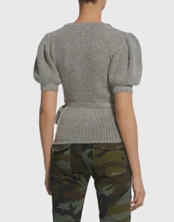 Rachel Comey Agita V-neck Puff Sleeve Wrap Cropped Knit Top -Gani Clothing Shop 32984