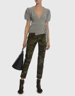 Rachel Comey Agita V-neck Puff Sleeve Wrap Cropped Knit Top -Gani Clothing Shop 32985