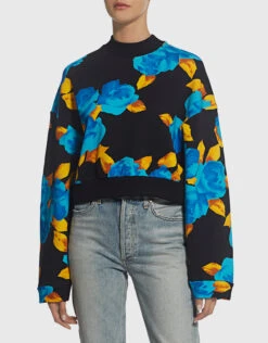 MSGM Floral Neoprene Cropped Sweatshirt 12 MSGM Floral Neoprene Cropped Sweatshirt -Gani Clothing Shop 33023