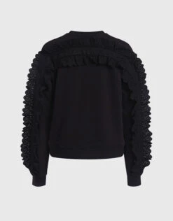 McQ Alexander McQueen Eyelet Lace Ruffle-Sleeve Sweatshirt 10 McQ Alexander McQueen Eyelet Lace Ruffle-Sleeve Sweatshirt -Gani Clothing Shop 33049